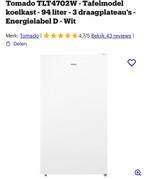 Tomado TLT4702W Koelkast, Witgoed en Apparatuur, Koelkasten en IJskasten, Zonder vriesvak, 75 tot 100 liter, Zo goed als nieuw