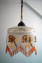 Art Deco Kralen Hanglamp Vintage Bohemian glas messing roos, Ophalen of Verzenden