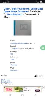 Walter Gieseking Grieg Concerto in A minor 4 LP's 78 toeren, Ophalen