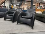 2 Montis Loge fauteuil zwart leer Design stoel, Huis en Inrichting, Leer, Ophalen of Verzenden