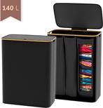 Wasmand 3 Vakken 140L-Zwart-57x37x75cm-Opvouwbare Wasmand, Ophalen, Nieuw, Zwart, Badmat