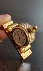 Vintage brons miniatuurklok:poppenhuisdecor volledig massief, Ophalen of Verzenden, Brons