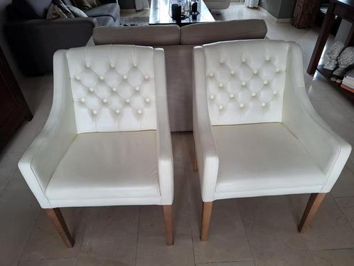2 leren eetkamerstoelen, Huis en Inrichting, Fauteuils, Zo goed als nieuw, Minder dan 75 cm, Ophalen