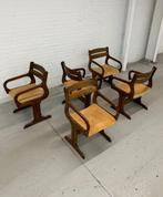 5 designer Space Age stoelen, Huis en Inrichting, Stoelen, Ophalen, Gebruikt, Bruin, .