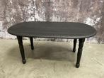 zwarte eettafel, rechte eiken tafel met ronde kopse kanten., Ophalen, Rechthoekig, 100 tot 150 cm, 50 tot 100 cm