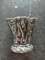 Donkergrijs geglazuurd aardewerk vaasje, Gebruikt, Zwart, Aardewerk of Porselein, Ophalen of Verzenden