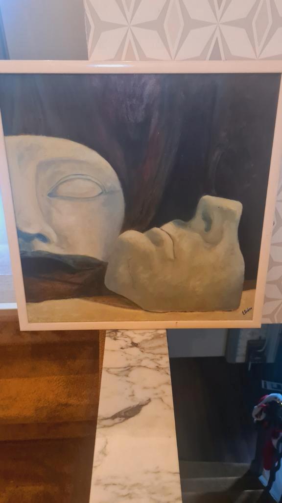 Olieverfschilderij met gezichten, Antiek en Kunst, Kunst | Schilderijen | Klassiek, Ophalen of Verzenden