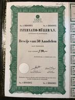 Orig aandeel Internatio-Müller NV, talon en dividendbewijzen, Ophalen of Verzenden, 1950 tot 1970, Aandeel