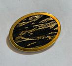 Vintage design broche Uhlig ovaal goud zwart costume Jewelry, Zwart, Minder dan 4 cm, Ophalen of Verzenden, Zo goed als nieuw