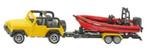 SIKU Jeep Wrangler met trailer en motoboot, Kinderen en Baby's, Speelgoed | Speelgoedvoertuigen, Ophalen of Verzenden