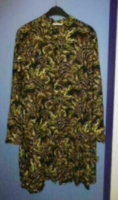 Vanilia zwart / groen tinten blader patroon jurk mt 38 32769, Kleding | Dames, Jurken, Zo goed als nieuw, Maat 38/40 (M), Groen