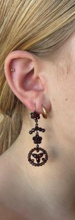 Granaat antiek set 14k gouden oorbellen groot fraai klassiek