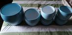 Zachtblauwe bloempotten, Tuin en Terras, Bloempotten, Ophalen, Rond, Binnen, Zo goed als nieuw
