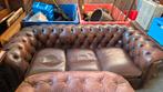 Vintage lederen Chesterfield set, Antiek en Kunst, Antiek | Meubels | Stoelen en Banken, Ophalen
