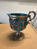 Jugendstil WMF Schaal met Blauw Glas, Antiek en Kunst, Antiek | Glas en Kristal, Ophalen of Verzenden