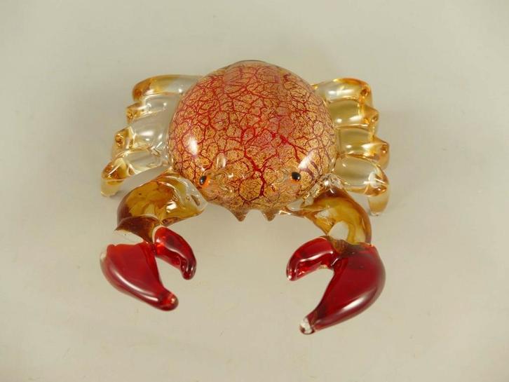 Murano Stijl Glazen Krab - Rood, Geel, Oranje, Antiek en Kunst, Antiek | Glas en Kristal, Ophalen of Verzenden