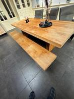 Teakhouten eettafel 250x100 + bank + 3 stoelen, Huis en Inrichting, Ophalen, Gebruikt, Teakhout, 200 cm of meer