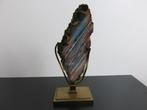 Vintage agaat mineraal op messing voet, Ophalen of Verzenden