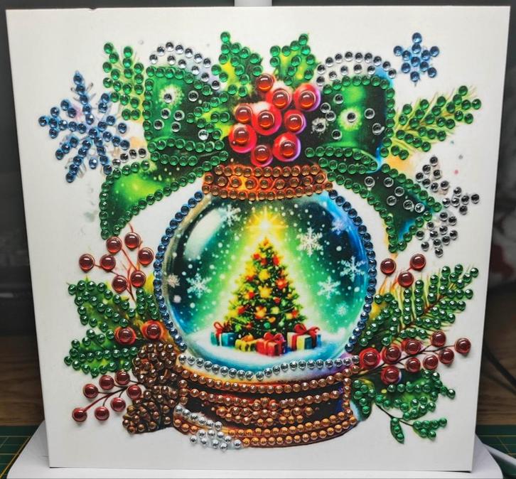 Diamond Painting kerstkaart met Sneeuwbol, Hobby en Vrije tijd, Kaarten | Zelfgemaakt, Nieuw, Kerst, Ophalen of Verzenden