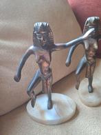 Bronzen Egyptische Beelden op Marmeren Voet, Antiek en Kunst, Antiek | Koper en Brons, Verzenden, Brons