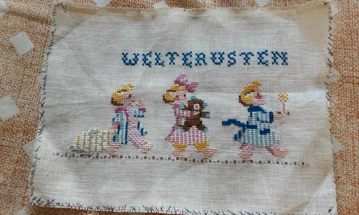 Geborduurd Schilderij - Welterusten, Hobby en Vrije tijd, Borduren en Borduurmachines, Ophalen of Verzenden