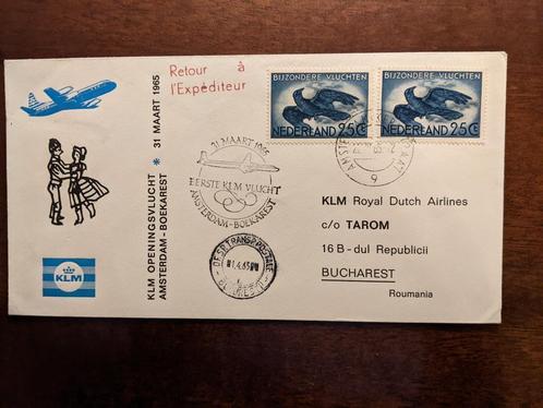 NL 1965; Env. KLM OPENINGSVLUCHT A'DAM-BOEKAREST, Postzegels en Munten, Brieven en Enveloppen | Nederland, Overige typen, Verzenden