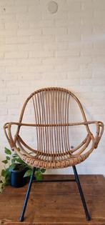 Vintage Rohe stoel met armleuning, Gebruikt, Overige kleuren, Onbekend, Riet of Rotan