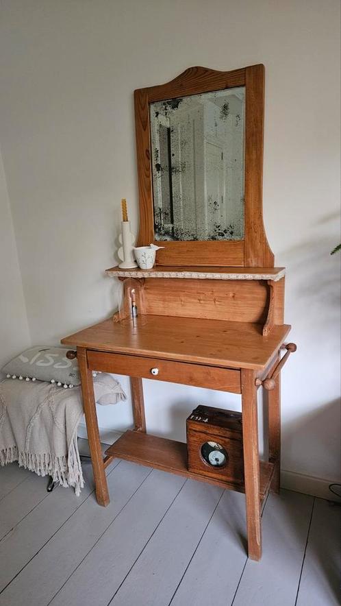 mooie kaptafel, met oude spiegel., Huis en Inrichting, Tafels | Kaptafels, Gebruikt, 50 tot 100 cm, Hout, Ophalen