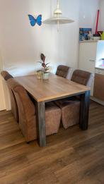 Klein eethoekje tafel vier stoelen op wieltjes, Ophalen of Verzenden, Zo goed als nieuw, 4 tot 6 stoelen