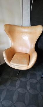 Egg chair cognac leer, Huis en Inrichting, Fauteuils, Gebruikt, Leer, Ophalen of Verzenden, 75 tot 100 cm
