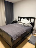 Hemnes bed 160x200 met bedlades, Huis en Inrichting, Ophalen, Gebruikt, Zwart, Tweepersoons