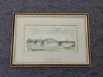 Aquarel van de waalbrug bij Nijmegen Bob Brobbel, Antiek en Kunst, Kunst | Schilderijen | Klassiek, Ophalen of Verzenden