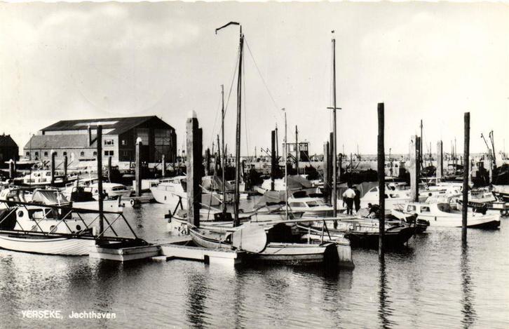 Yerseke, Jachthaven - boten - 1971? gelopen, Verzamelen, Ansichtkaarten | Nederland, Gelopen, Noord-Brabant, Voor 1920, Ophalen of Verzenden