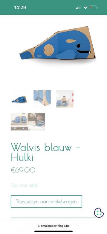 Hulki speelhuisje walvis van karton (gloednieuw)