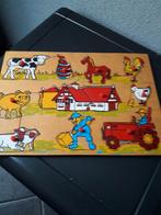 Vintage houten nopjes puzzel Boerderij, Kinderen en Baby's, Speelgoed | Houten speelgoed, Ophalen, Gebruikt