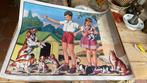 Oude 2 zijdige Franse schoolplaat, Ophalen of Verzenden