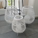 Lantaarns/windlicht wit rotan, Ophalen, Overige materialen, 50 tot 75 cm, Wit