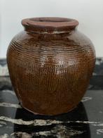 Grote pot kruikpot kruiklamp kruik lamp vaas kruikvaas bruin, Ophalen of Verzenden