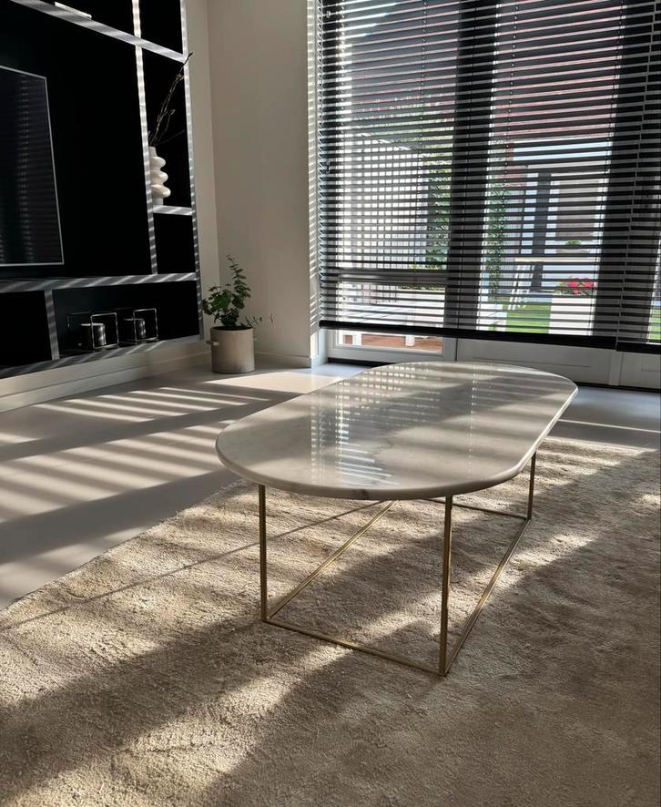 Witte Marmer Salontafel, Huis en Inrichting, Tafels | Salontafels, Zo goed als nieuw, Minder dan 50 cm, 50 tot 100 cm, 100 tot 150 cm