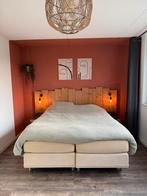 Steigerhouten Achterwand Bed met Verlichting, Huis en Inrichting, Ophalen, Gebruikt, Bruin, Steigerhout