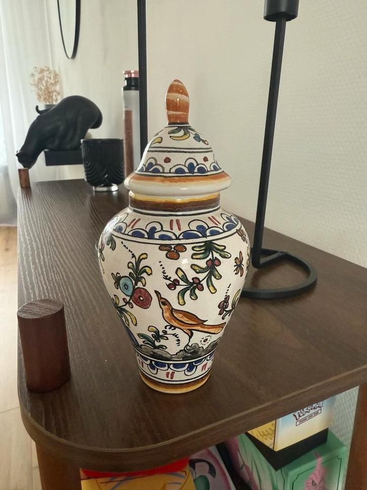 Vintage Portugese Vaas met Deksel, Antiek en Kunst, Antiek | Keramiek en Aardewerk, Ophalen of Verzenden