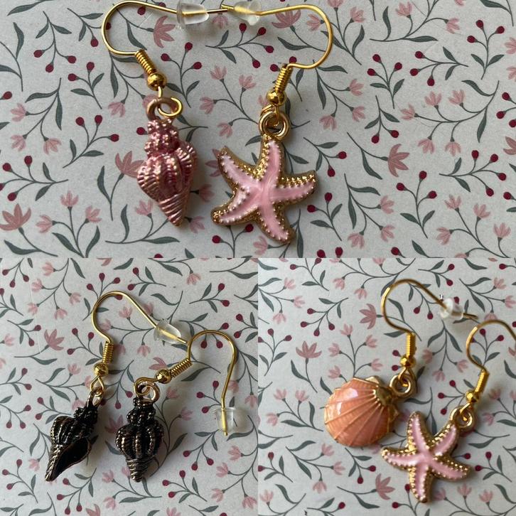 Zee / schelpen / zeester oorbellen, Sieraden, Tassen en Uiterlijk, Oorbellen, Nieuw, Hangers, Overige materialen, Ophalen of Verzenden