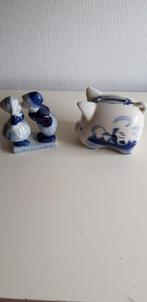 Delfst blauwe spaarpot en beeldjes, Antiek en Kunst, Antiek | Keramiek en Aardewerk, Ophalen of Verzenden