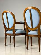 2x Franse fauteuil klassiek blauw, Huis en Inrichting, Fauteuils, Ophalen, Gebruikt, 75 tot 100 cm