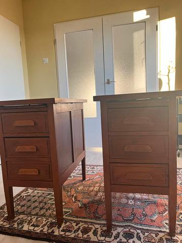 Vintage Houten Ladekastjes/Nachtkastjes Set beschikbaar voor biedingen