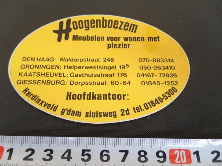 sticker Hoogenboezem Meubelen Denhaag Groningen Kaatsheuvel*, Verzamelen, Stickers, Zo goed als nieuw, Ophalen