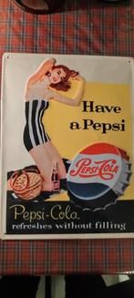 PEPSI COLA reliëf metalen reclamebord, Ophalen of Verzenden, Zo goed als nieuw, Reclamebord