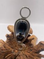 Zilveren hanger met onyx aan leren veter, Overige voorstellingen, Zwart, Nieuw, Ophalen of Verzenden