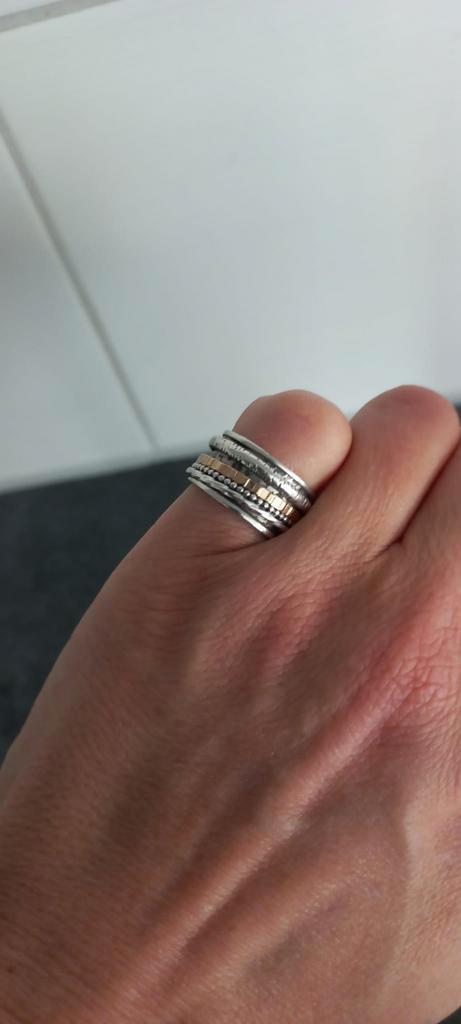 JÉH JEWELS Ring zilver + Goldfilled Creatief maat 55, Sieraden, Tassen en Uiterlijk, Ringen, Zo goed als nieuw, Dame, 20 of groter