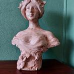 antiek groot Jugendstil of Art nouveau buste terracotta dame, Ophalen of Verzenden